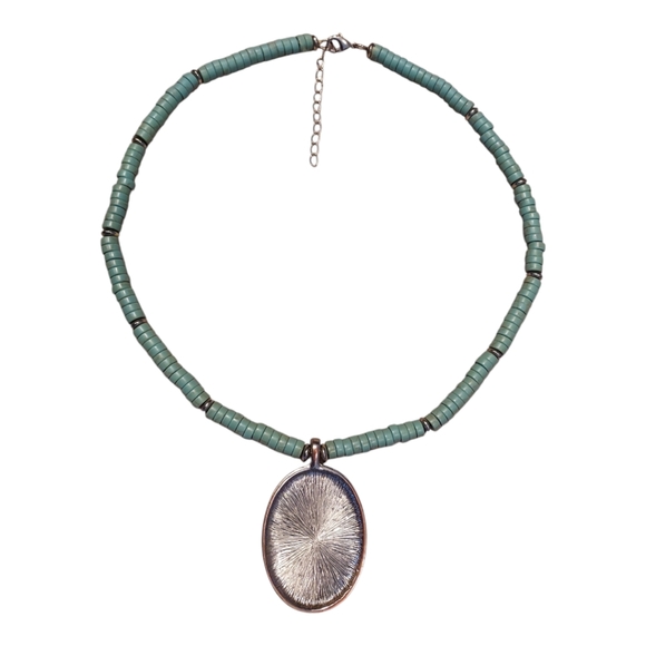 Chaps Faux Turquoise Beaded Pendant Necklace - Picture 3 of 9